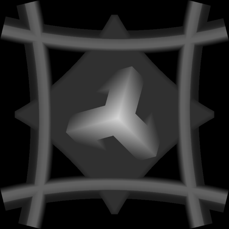 Graphic shows a heightmap of a framed cube with the tip pointing upwards.