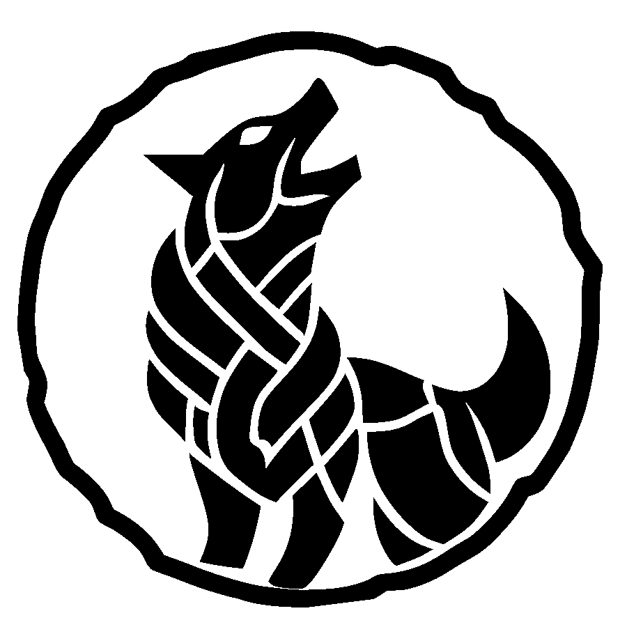 graceful wolf as black and white logo