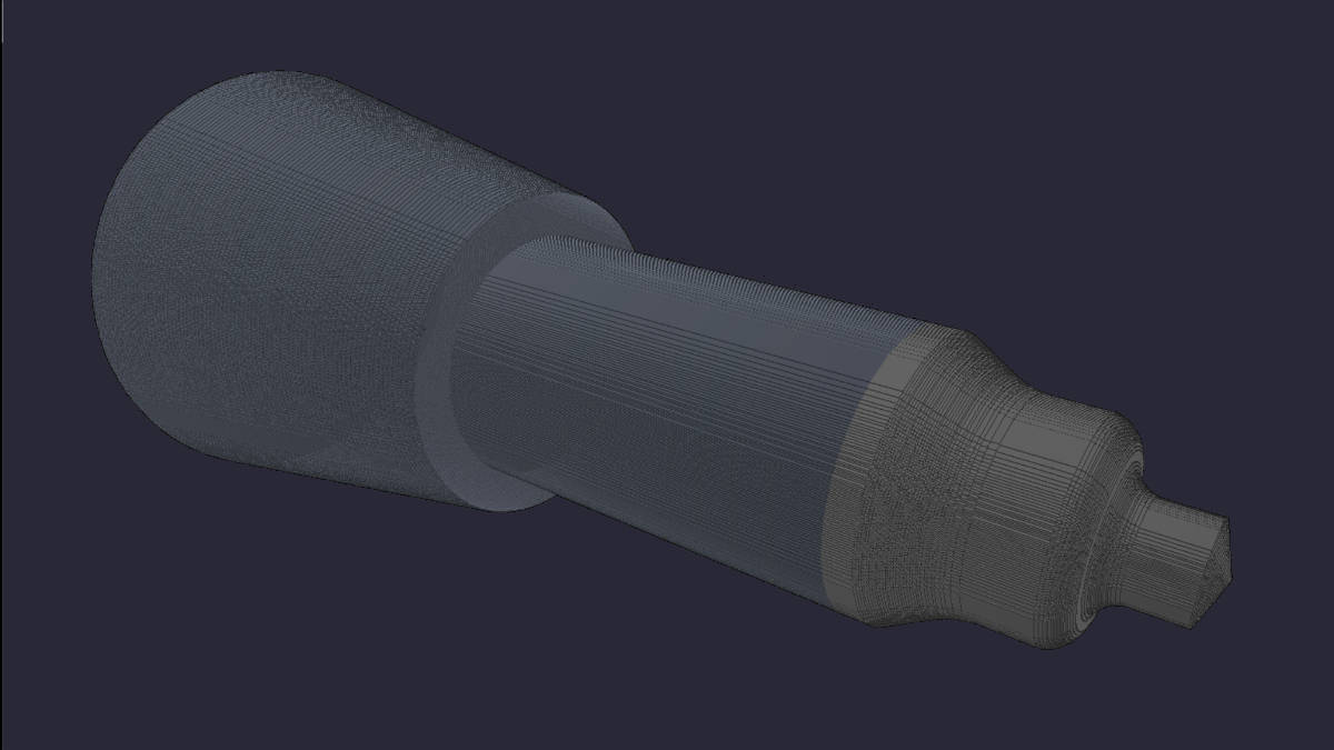 Die Abbildung zeigt das 3D-Modell eines Spezialwerkzeugs mit komplexer Schneidengeometrie.